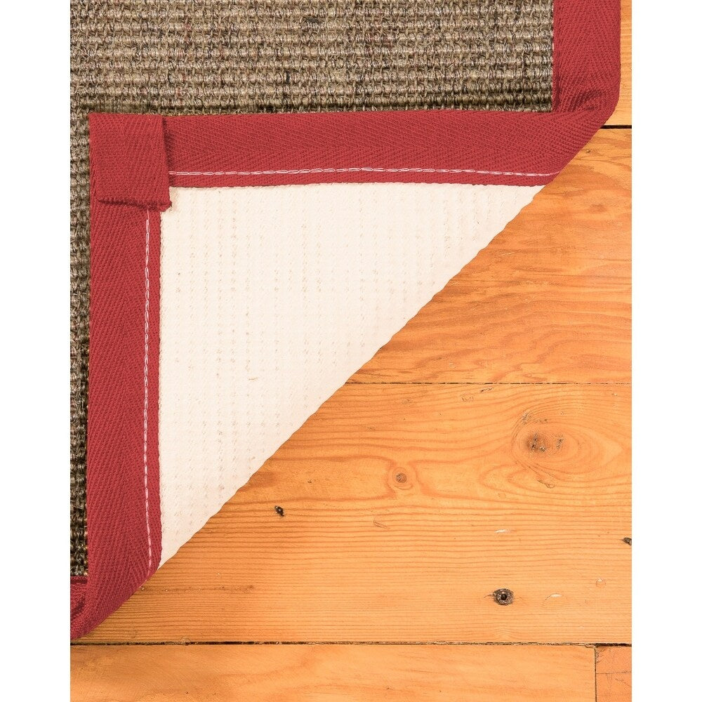 Natural Area Rugs 100%, Natural Fiber Handmade Carolyn, Grey/Multi Sisal Rug, Red Border - 12' x 15'