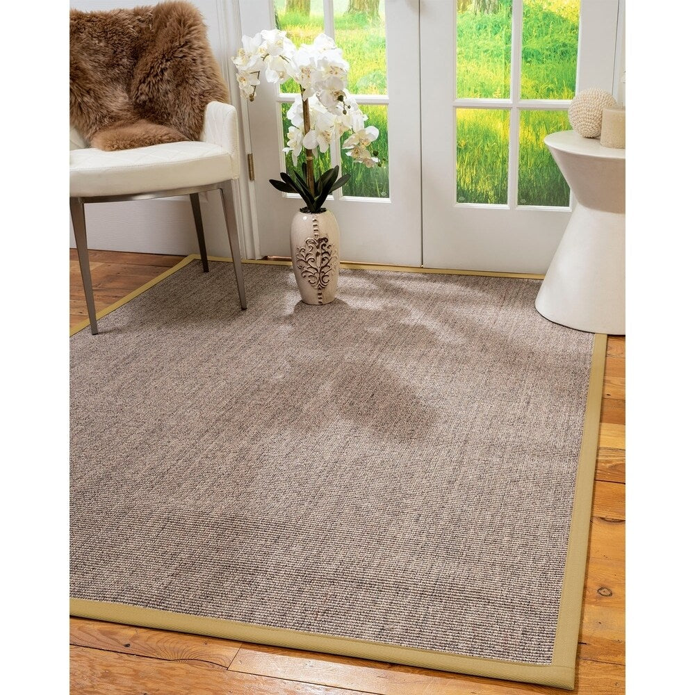 Natural Area Rugs 100%, Natural Fiber Handmade Carolyn, Grey/Multi Sisal Rug, Sage Border - 2' x 3'