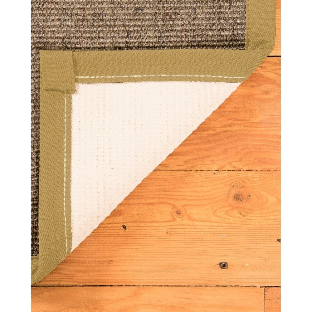 Natural Area Rugs 100%, Natural Fiber Handmade Carolyn, Grey/Multi Sisal Rug, Sage Border - 2' x 3'