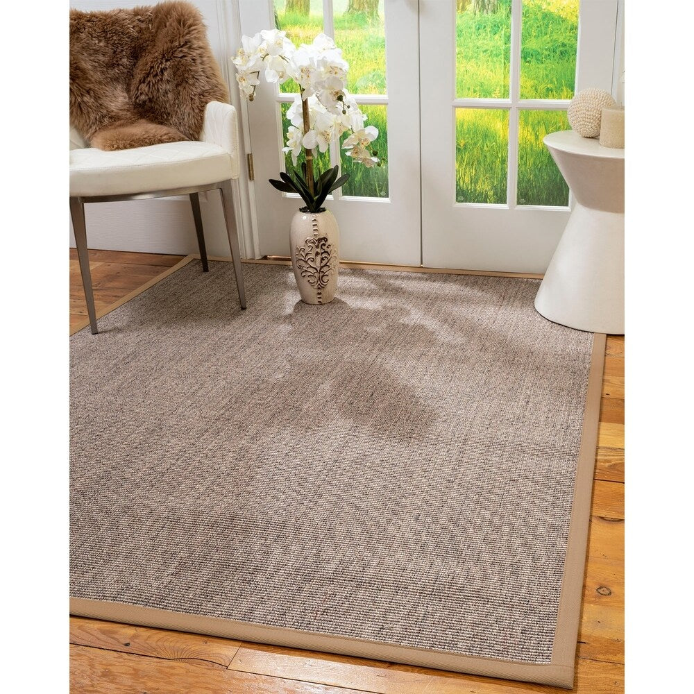 Natural Area Rugs 100%, Natural Fiber Handmade Carolyn, Grey/Multi Sisal Rug, Wheat Border - 5' x 7'