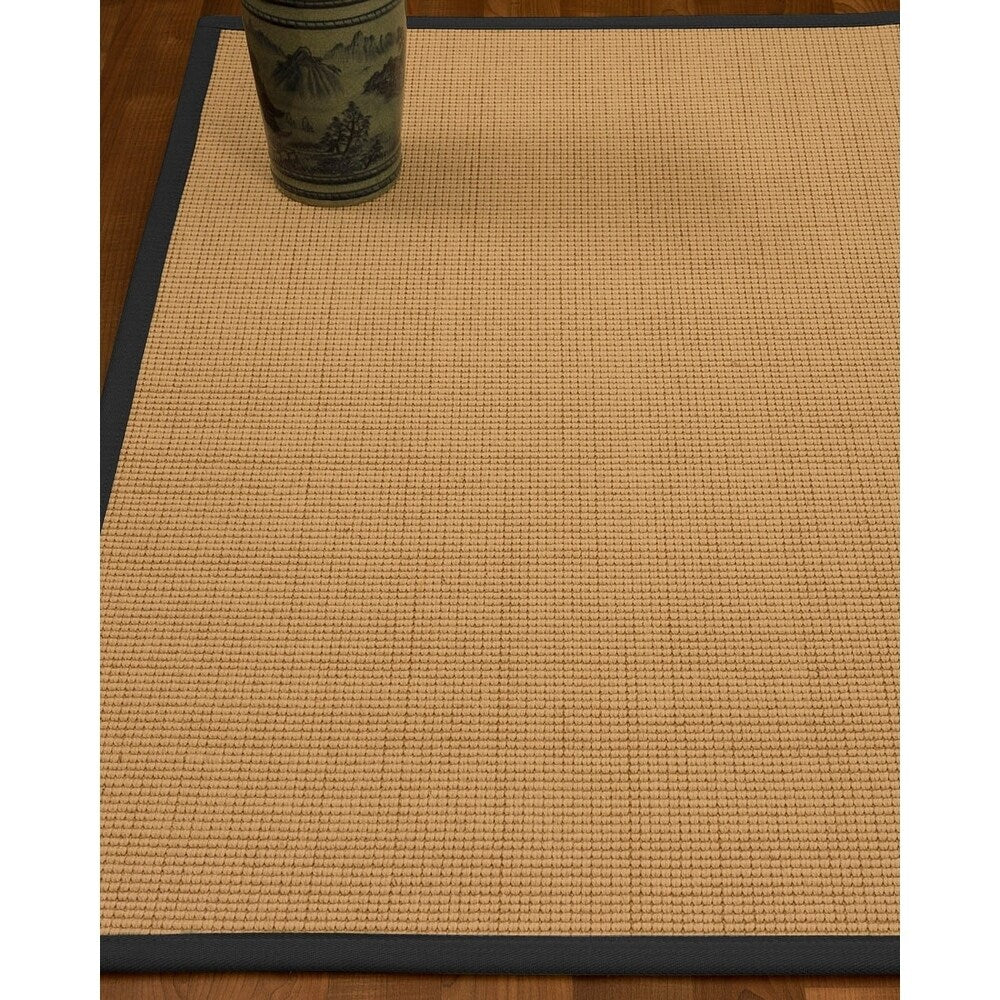 Natural Area Rugs 100%, Natural Fiber Handmade Cashmira, White Wool/Sisal Rug, Black Border - 12' x 15'