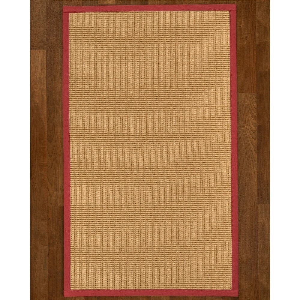 Natural Area Rugs 100%, Natural Fiber Handmade Cashmira, White Wool/Sisal Rug, Red Border - 6' x 9'