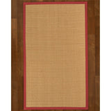 Natural Area Rugs 100%, Natural Fiber Handmade Cashmira, White Wool/Sisal Rug, Red Border - 6' x 9'
