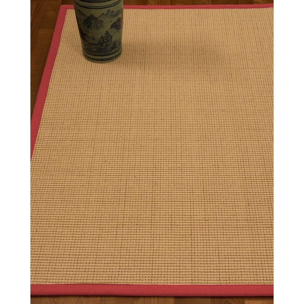 Natural Area Rugs 100%, Natural Fiber Handmade Cashmira, White Wool/Sisal Rug, Red Border - 6' x 9'