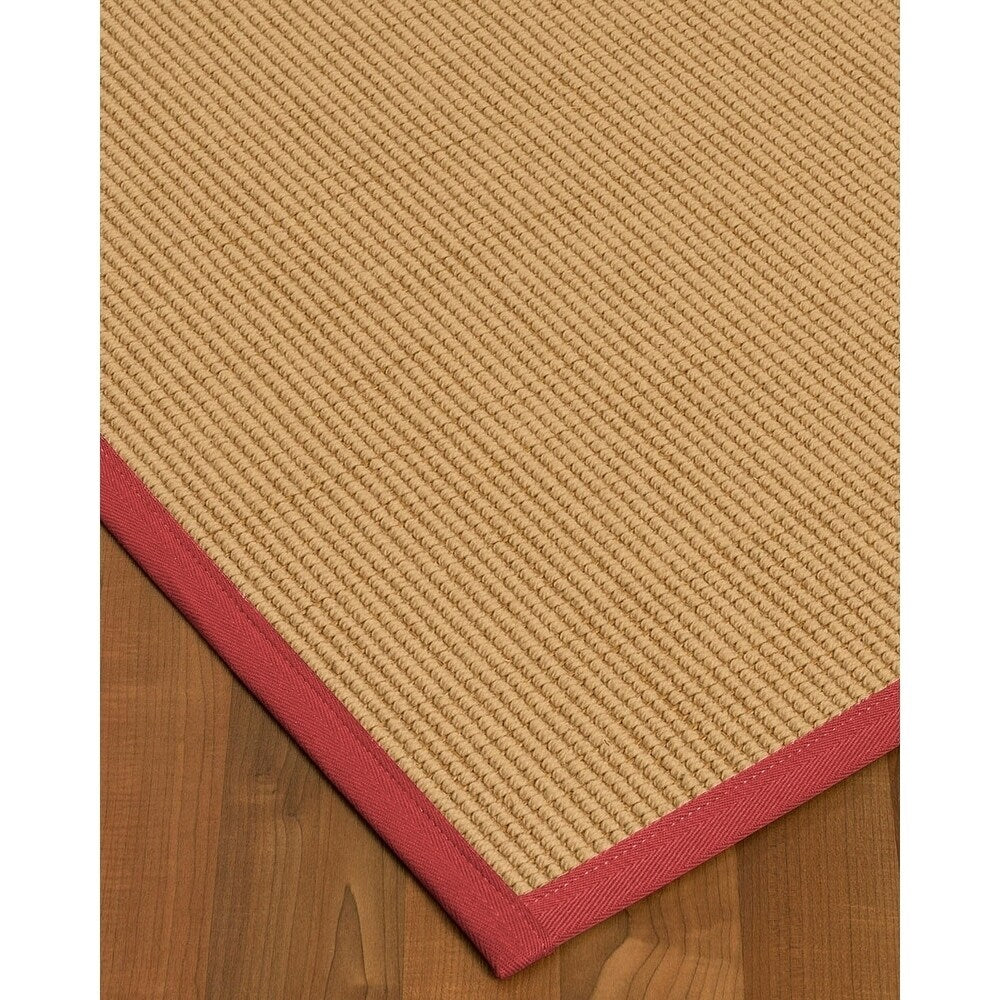 Natural Area Rugs 100%, Natural Fiber Handmade Cashmira, White Wool/Sisal Rug, Red Border - 6' x 9'