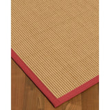 Natural Area Rugs 100%, Natural Fiber Handmade Cashmira, White Wool/Sisal Rug, Red Border - 6' x 9'