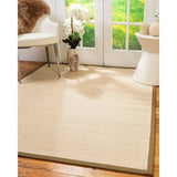 Natural Area Rugs 100%, Natural Fiber Handmade Cashmira, White Wool/Sisal Rug, Squirrel Border - 3' x 5'