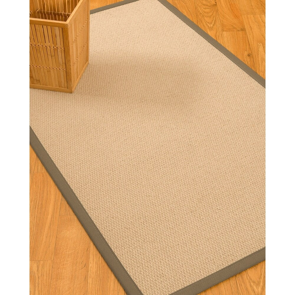 Natural Area Rugs 100%, Natural Fiber Handmade Cassel, Pinkish Beige Wool Rug, Fossil Border - 2' x 3'
