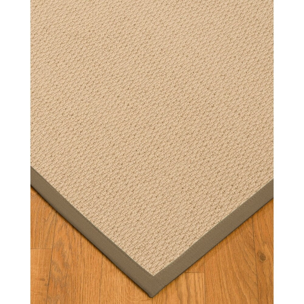 Natural Area Rugs 100%, Natural Fiber Handmade Cassel, Pinkish Beige Wool Rug, Fossil Border - 2' x 3'