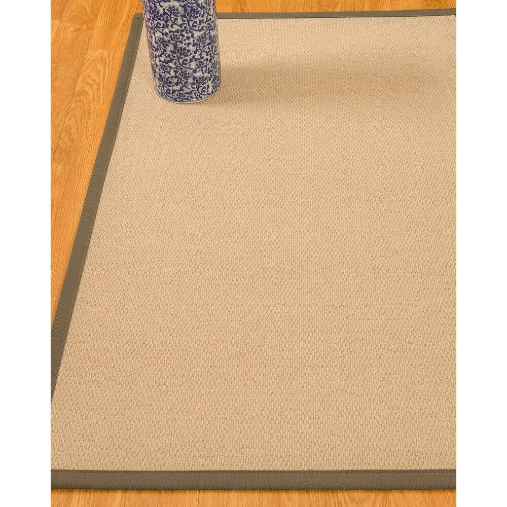 Natural Area Rugs 100%, Natural Fiber Handmade Cassel, Pinkish Beige Wool Rug, Fossil Border - 2' x 3'