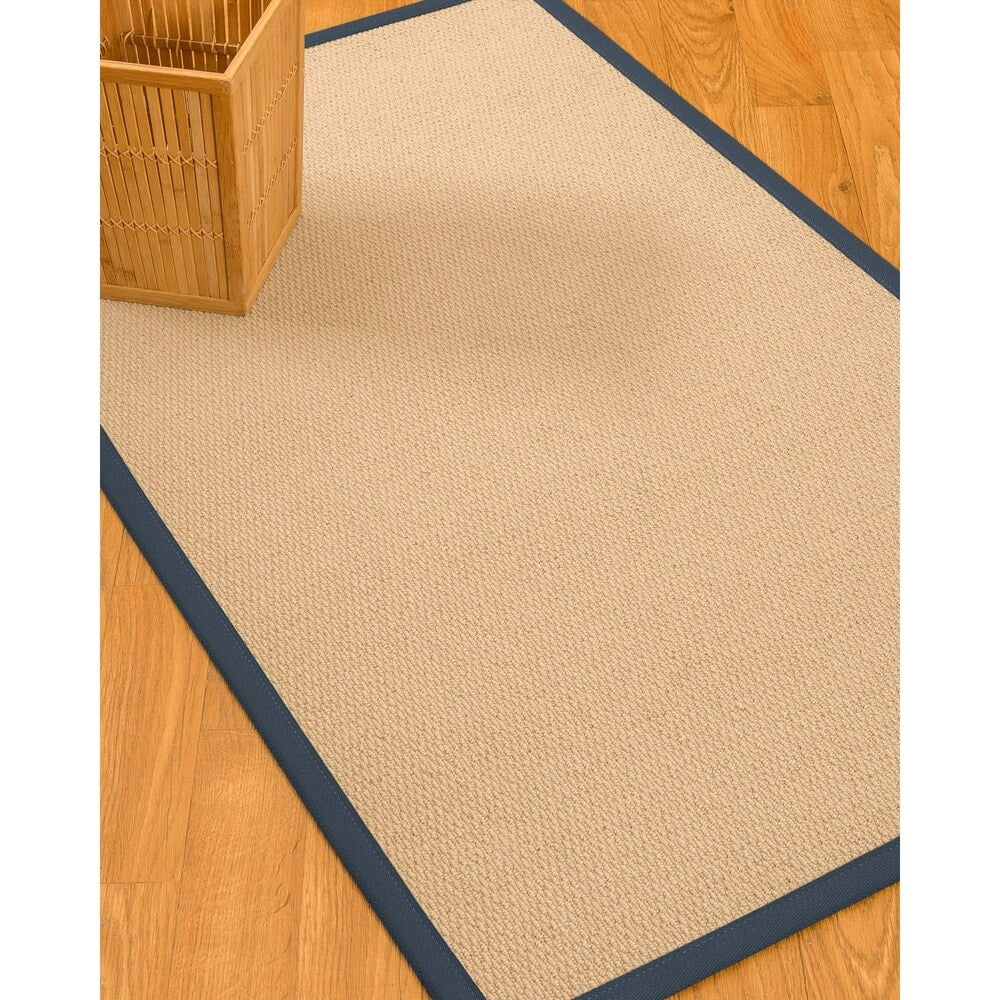 Natural Area Rugs 100%, Natural Fiber Handmade Cassel, Pinkish Beige Wool Rug, Marine Border - 12' x 15'