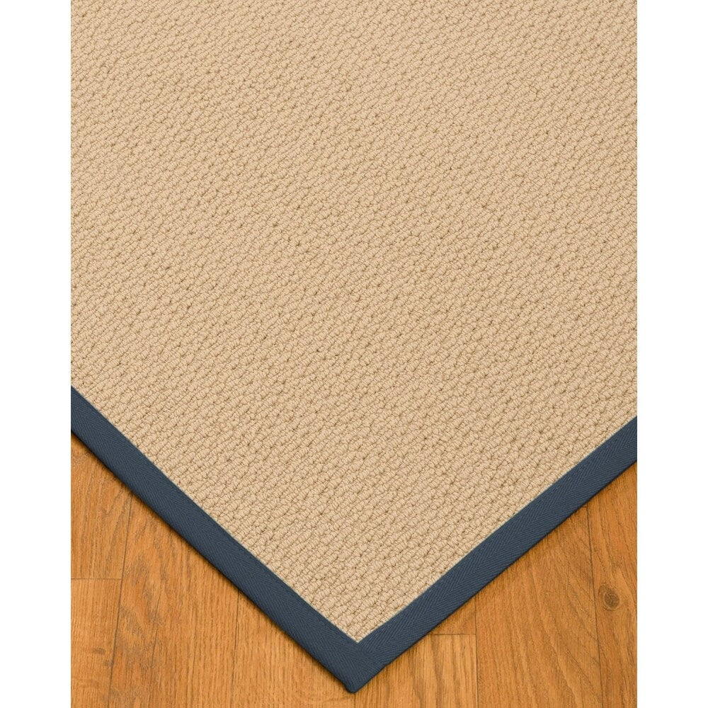 Natural Area Rugs 100%, Natural Fiber Handmade Cassel, Pinkish Beige Wool Rug, Marine Border - 12' x 15'
