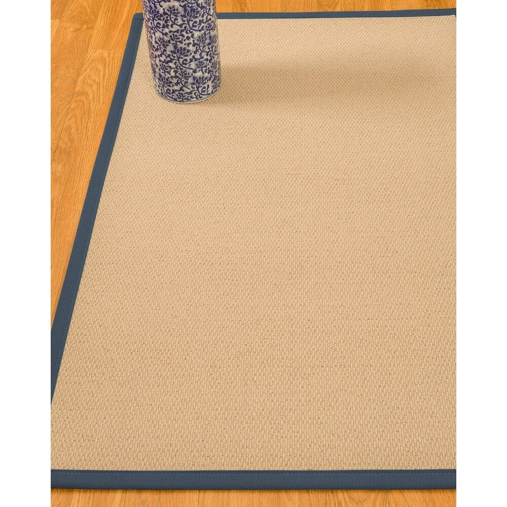 Natural Area Rugs 100%, Natural Fiber Handmade Cassel, Pinkish Beige Wool Rug, Marine Border - 12' x 15'