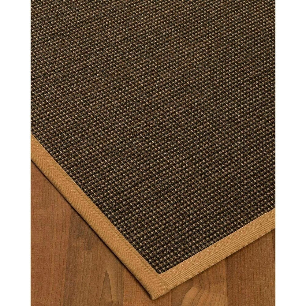 Natural Area Rugs, 100% Natural Fiber Handmade Chateau, Black/Brown Sisal Rug 10' Square, Khaki Border - 10' x 10'