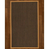 Natural Area Rugs, 100% Natural Fiber Handmade Chateau, Black/Brown Sisal Rug 10' Square, Khaki Border - 10' x 10'