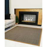 Natural Area Rugs, 100% Natural Fiber Handmade Chateau, Black/Brown Sisal Rug 10' Square, Khaki Border - 10' x 10'