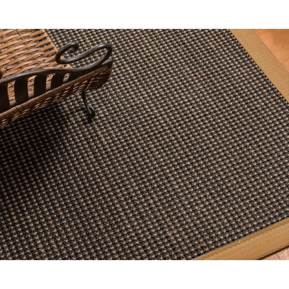 Natural Area Rugs, 100% Natural Fiber Handmade Chateau, Black/Brown Sisal Rug 10' Square, Khaki Border - 10' x 10'