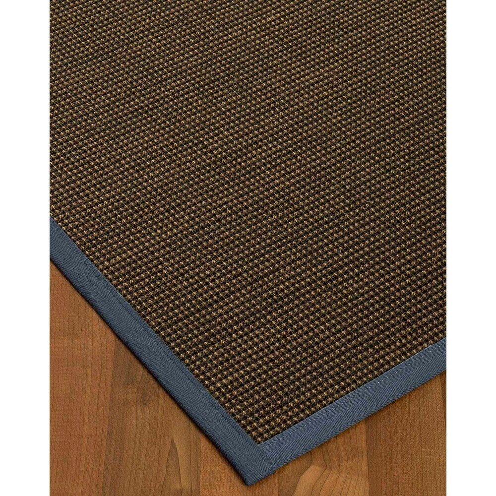 Natural Area Rugs, 100% Natural Fiber Handmade Chateau, Black/Brown Sisal Rug 8' Square, Marine Border - 8' x 8'