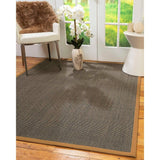 Natural Area Rugs 100%, Natural Fiber Handmade Chateau, Black/Brown Sisal Rug, Doe Border - 3' x 5'