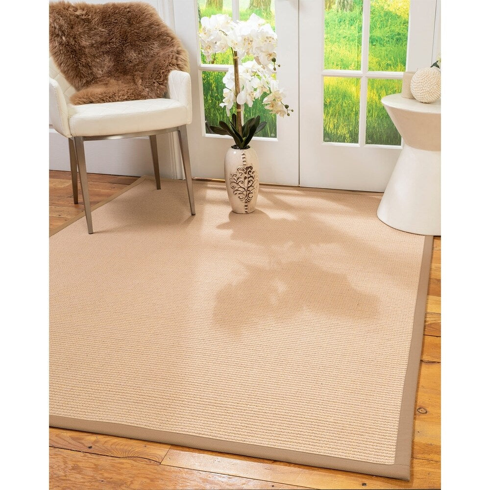 Natural Area Rugs 100%, Natural Fiber Handmade Chelsea, Beige Wool/Sisal Rug, Wheat Border - 2'6" x 8'