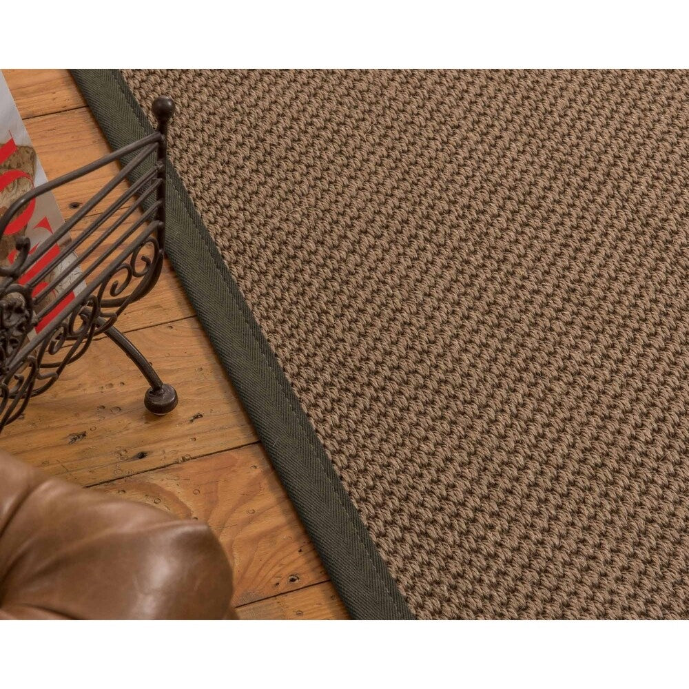 Natural Area Rugs 100%, Natural Fiber Handmade Chunky Kansas, Grey Sisal Rug, Moss Border - 2' x 3'