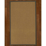 Natural Area Rugs 100%, Natural Fiber Handmade Chunky Kansas, Grey Sisal Rug, Moss Border - 2' x 3'