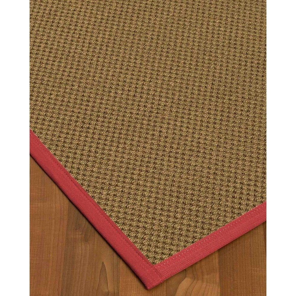 Natural Area Rugs 100%, Natural Fiber Handmade Chunky Kansas, Grey Sisal Rug, Red Border - 2'9" x 9'