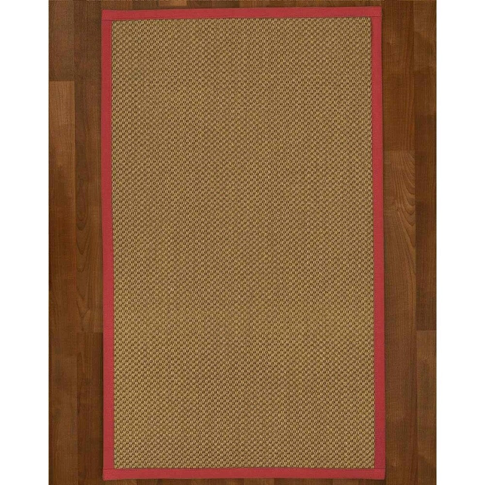 Natural Area Rugs 100%, Natural Fiber Handmade Chunky Kansas, Grey Sisal Rug, Red Border - 2'9" x 9'