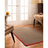 Natural Area Rugs 100%, Natural Fiber Handmade Chunky Kansas, Grey Sisal Rug, Red Border - 2'9" x 9'