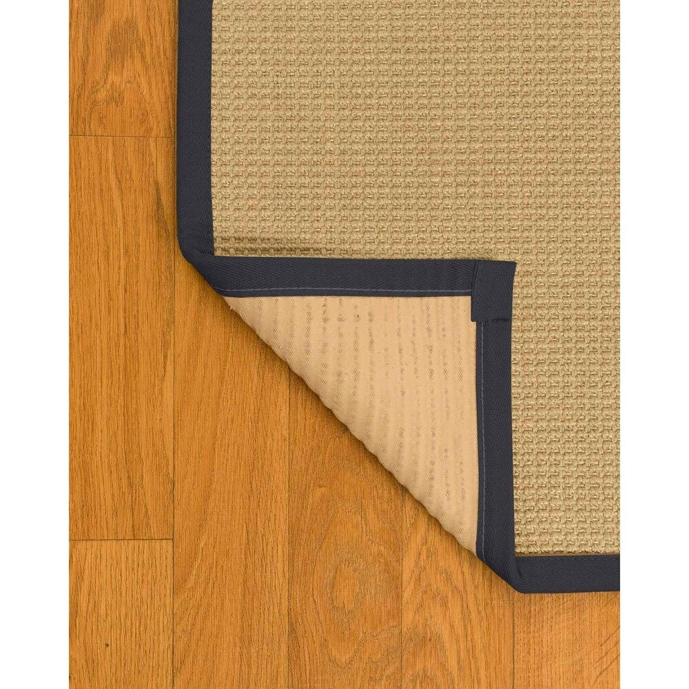 Natural Area Rugs 100%, Natural Fiber Handmade Chunky Logan, Beige Sisal Rug, Midnight Blue Border - 6' x 9'