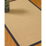 Natural Area Rugs 100%, Natural Fiber Handmade Chunky Logan, Beige Sisal Rug, Midnight Blue Border - 6' x 9'