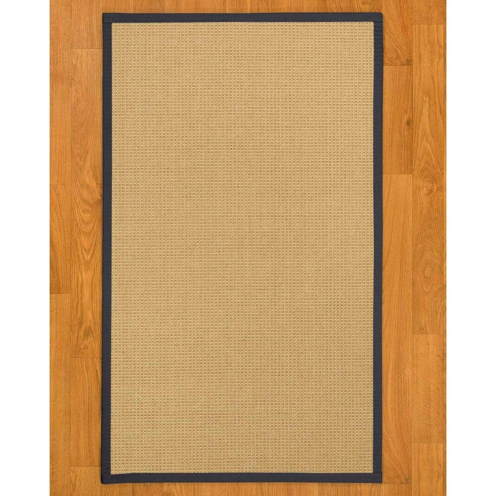 Natural Area Rugs 100%, Natural Fiber Handmade Chunky Logan, Beige Sisal Rug, Midnight Blue Border - 6' x 9'