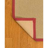 Natural Area Rugs 100%, Natural Fiber Handmade Chunky Logan, Beige Sisal Rug, Red Border - 2' x 3'
