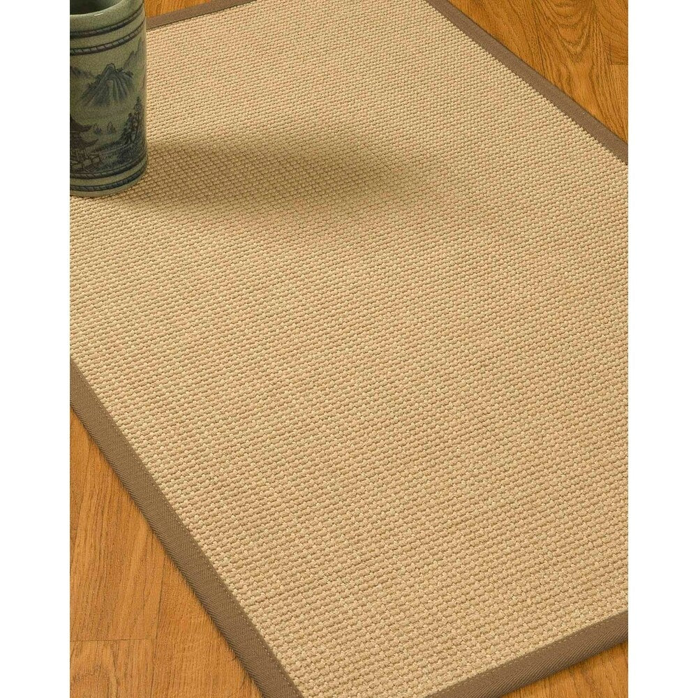 Natural Area Rugs 100%, Natural Fiber Handmade Chunky Logan, Beige Sisal Rug, Squirrel Border - 5' x 8'