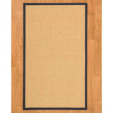 Natural Area Rugs 100%, Natural Fiber Handmade Chunky Lucca, Beige Sisal Rug, Midnight Blue Border - 4' x 12'