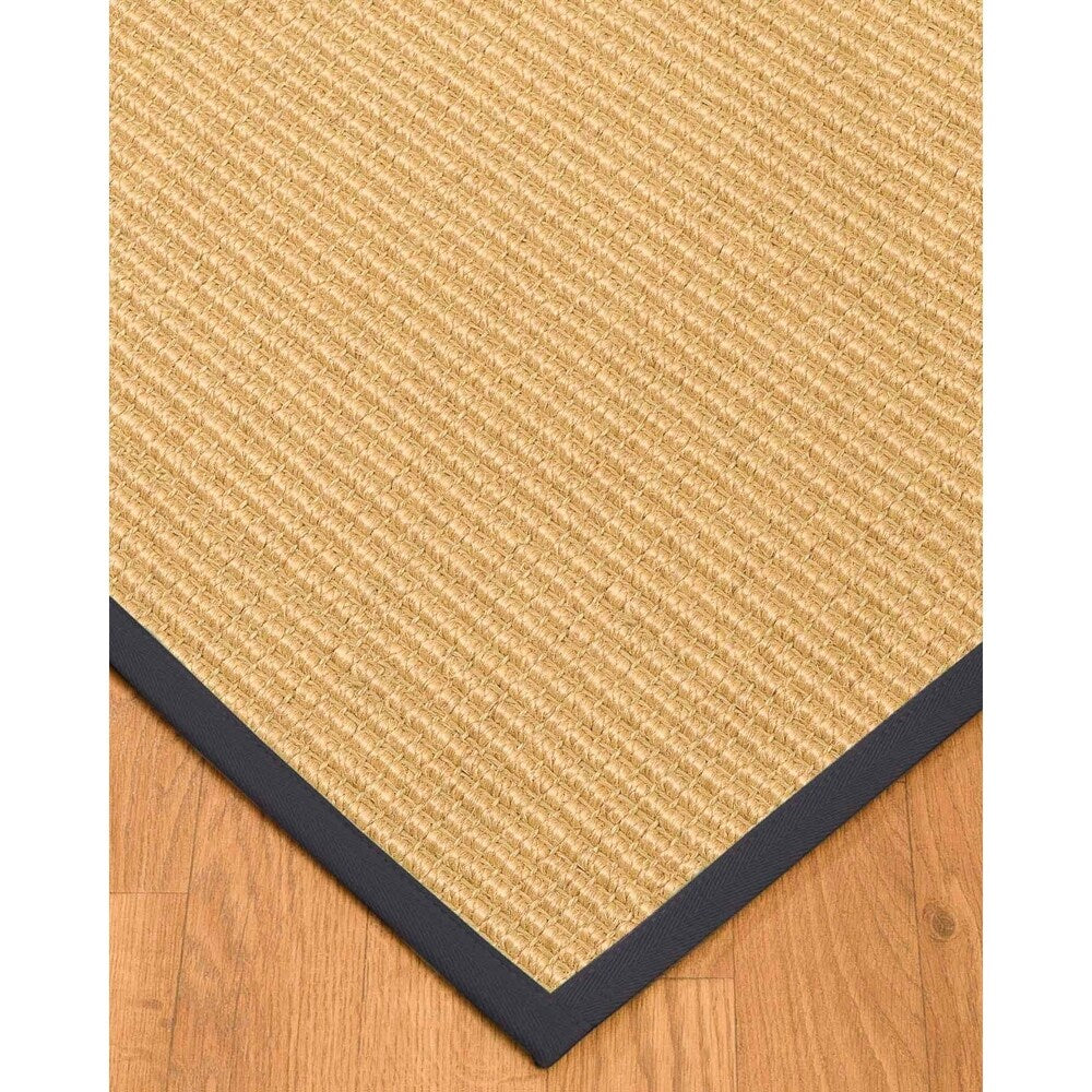 Natural Area Rugs 100%, Natural Fiber Handmade Chunky Lucca, Beige Sisal Rug, Midnight Blue Border - 9' x 12'