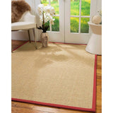 Natural Area Rugs 100%, Natural Fiber Handmade Chunky Lucca, Beige Sisal Rug, Red Border - 8' x 10'