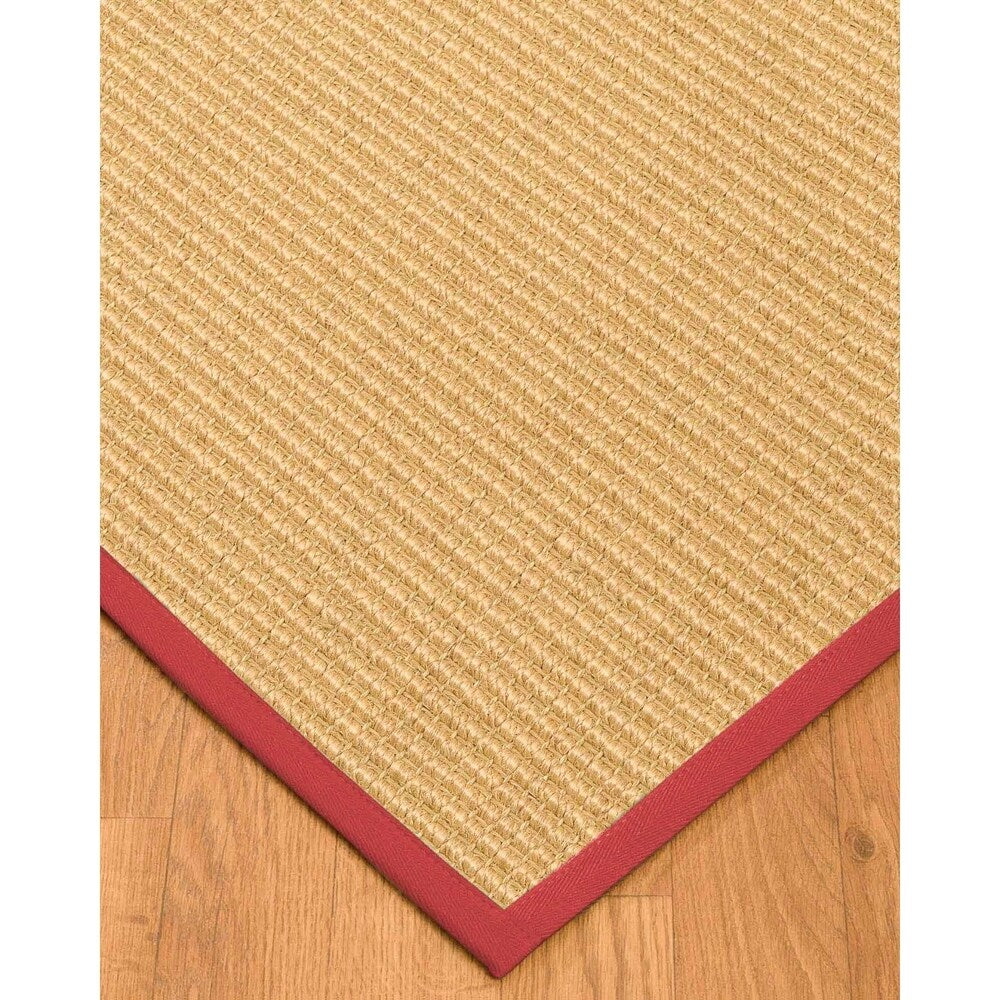 Natural Area Rugs 100%, Natural Fiber Handmade Chunky Lucca, Beige Sisal Rug, Red Border - 8' x 10'