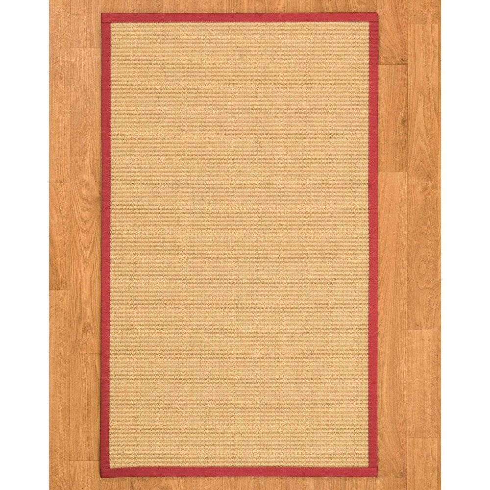 Natural Area Rugs 100%, Natural Fiber Handmade Chunky Lucca, Beige Sisal Rug, Red Border - 8' x 10'
