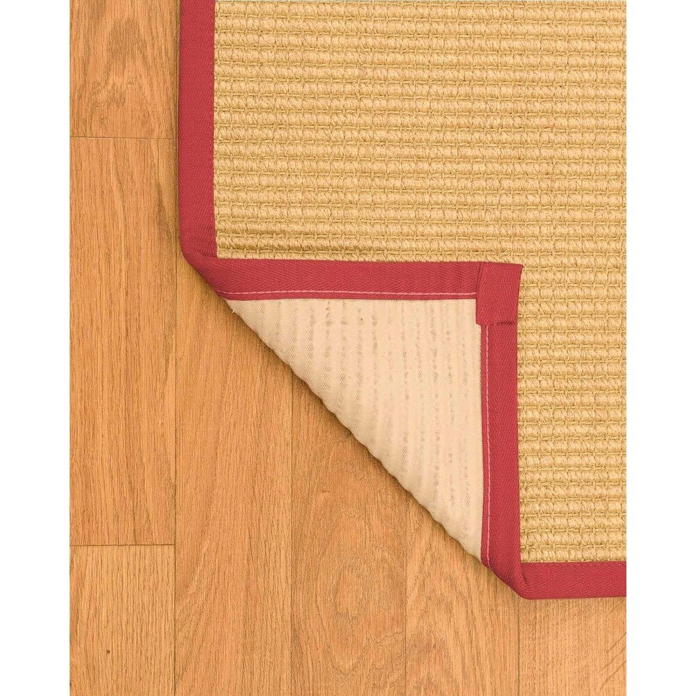 Natural Area Rugs 100%, Natural Fiber Handmade Chunky Lucca, Beige Sisal Rug, Red Border - 8' x 10'