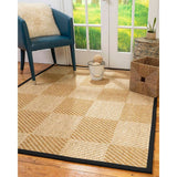 Natural Area Rugs 100%, Natural Fiber Handmade Chunky Nirvana, Bronze/Beige Sisal Rug, Black Border - 12' x 18'