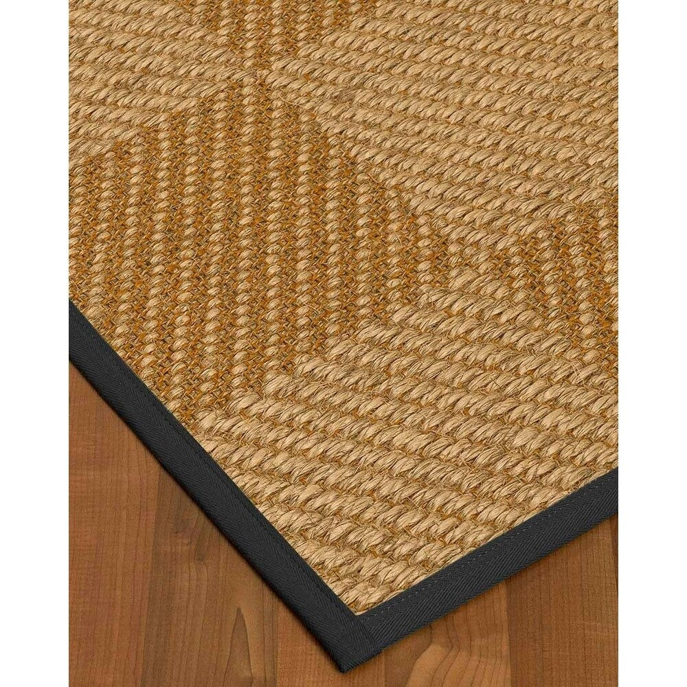Natural Area Rugs 100%, Natural Fiber Handmade Chunky Nirvana, Bronze/Beige Sisal Rug, Black Border - 12' x 18'