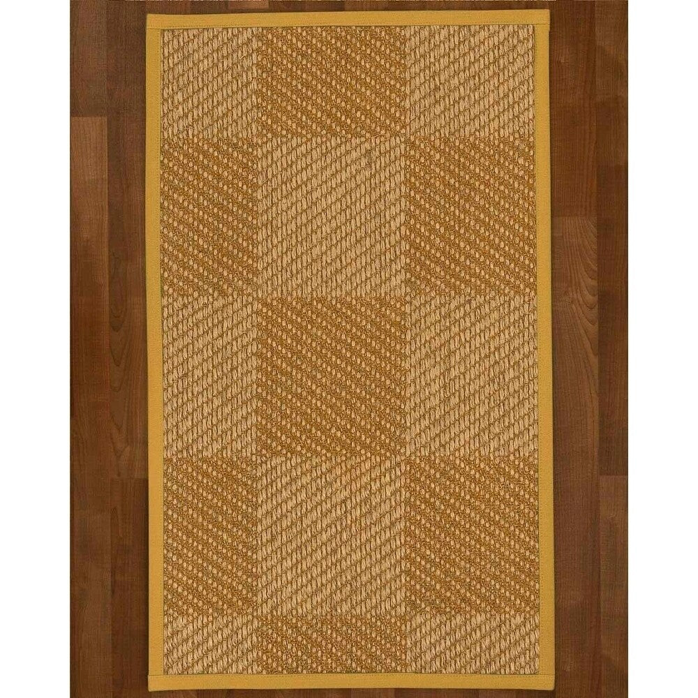 Natural Area Rugs 100%, Natural Fiber Handmade Chunky Nirvana, Bronze/Beige Sisal Rug, Tan Border - 2'6" x 10'