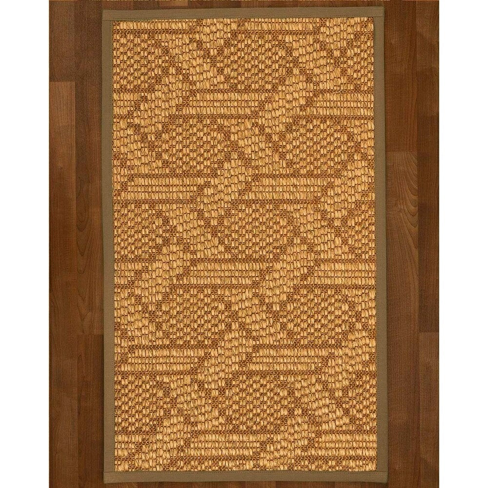 Natural Area Rugs 100%, Natural Fiber Handmade Chunky Seattle, Brown/Multi Sisal Rug, Squirrel Border - 5' x 7'