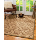 Natural Area Rugs 100%, Natural Fiber Handmade Chunky Seattle, Brown/Multi Sisal Rug, Squirrel Border - 5' x 7'