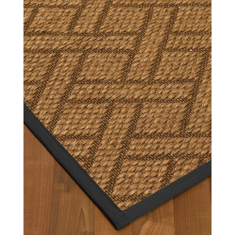 Natural Area Rugs 100%, Natural Fiber Handmade Chunky Shanghai, Brown/Multi Sisal Rug, Black Border - 2'9" x 9'
