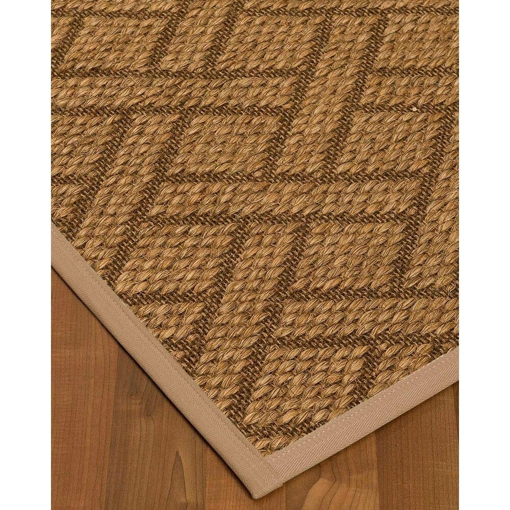 Natural Area Rugs 100%, Natural Fiber Handmade Chunky Shanghai, Brown/Multi Sisal Rug, Wheat Border - 2'6" x 14'