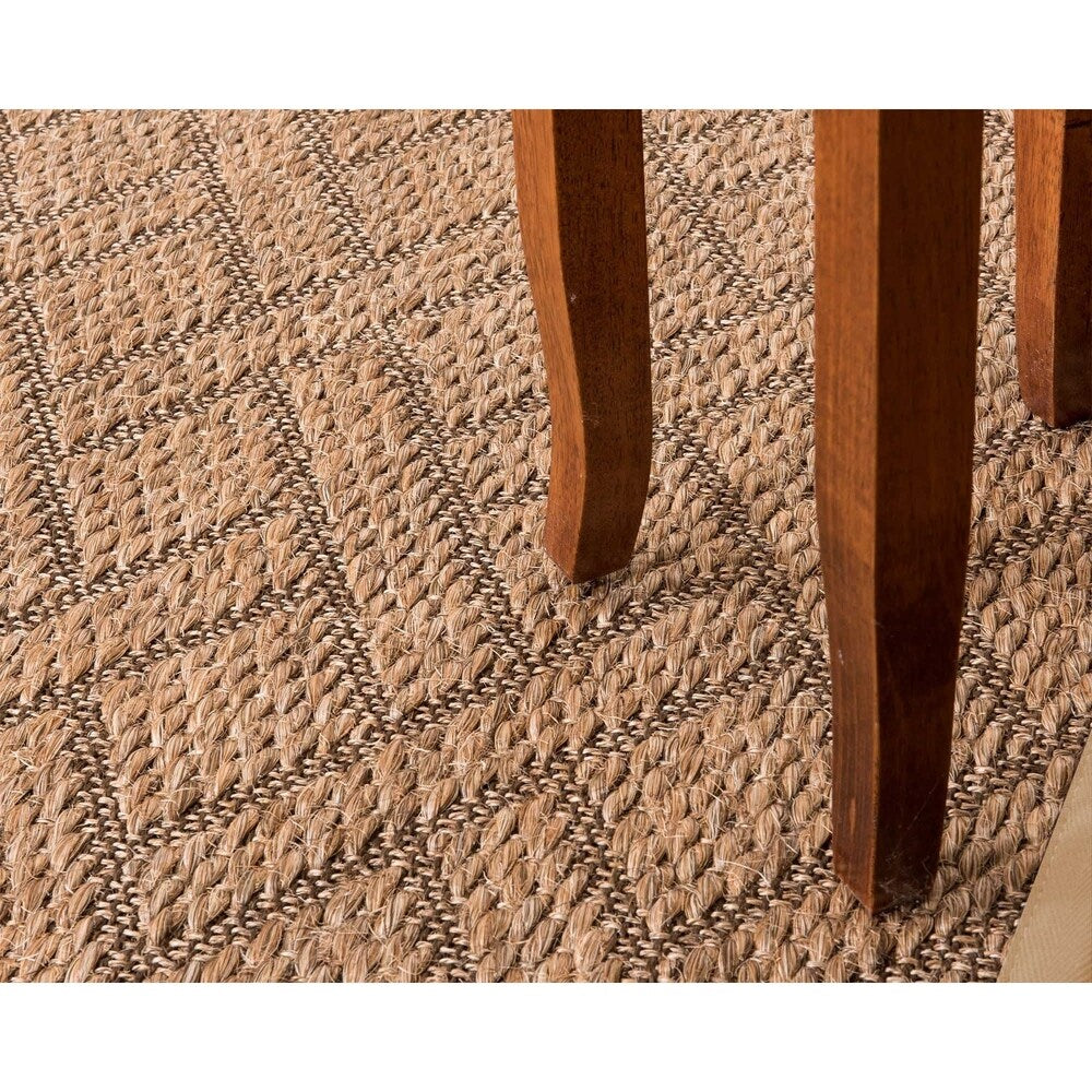 Natural Area Rugs 100%, Natural Fiber Handmade Chunky Shanghai, Brown/Multi Sisal Rug, Wheat Border - 2'6" x 14'