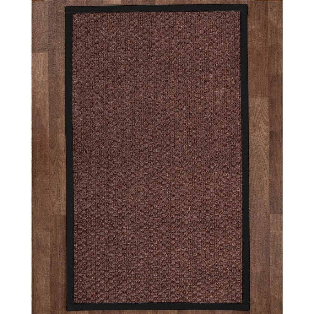 Natural Area Rugs 100%, Natural Fiber Handmade Chunky Talas, Redish Dark Brown Sisal Rug, Black Border - 10' x 14'