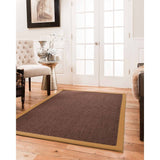 Natural Area Rugs 100%, Natural Fiber Handmade Chunky Talas, Redish Dark Brown Sisal Rug, Doe Border - 2'6" x 10'